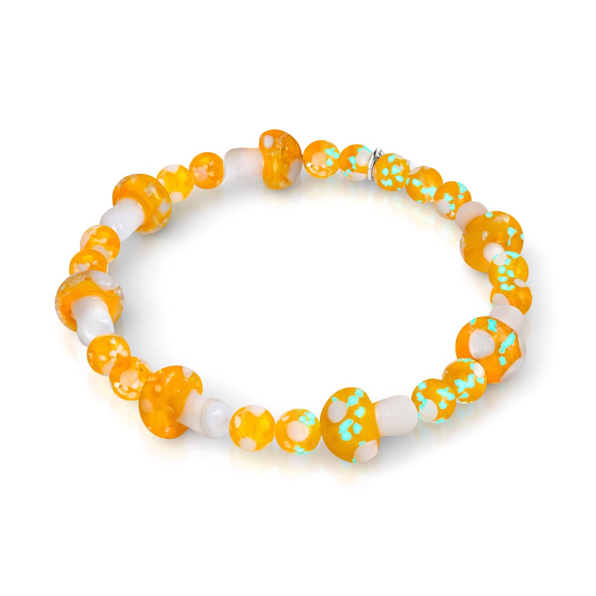 Orange | 925 Sterling Silber | Deluxe Glühwürmchen-Glaspilz-Armband