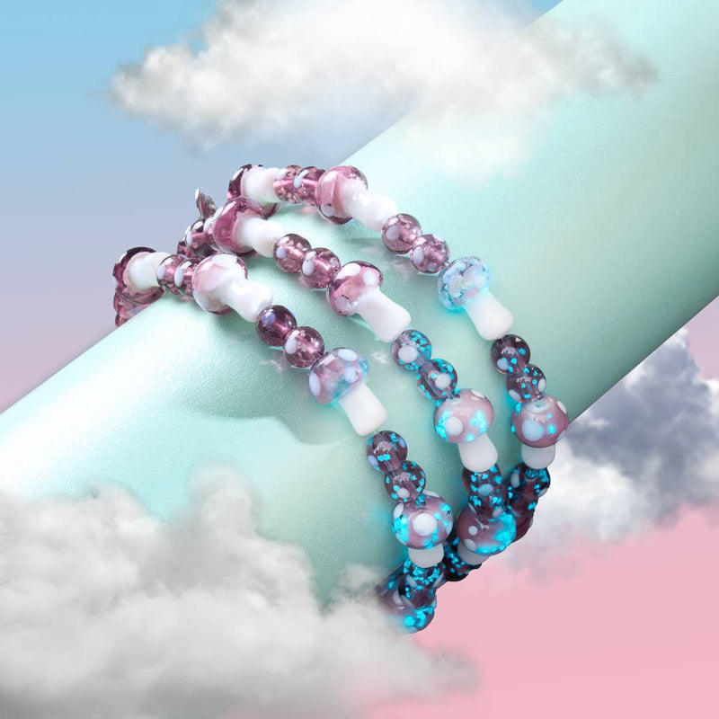 Pflaume | 925 Sterling Silber | Deluxe Glühwürmchen-Glaspilz-Armband