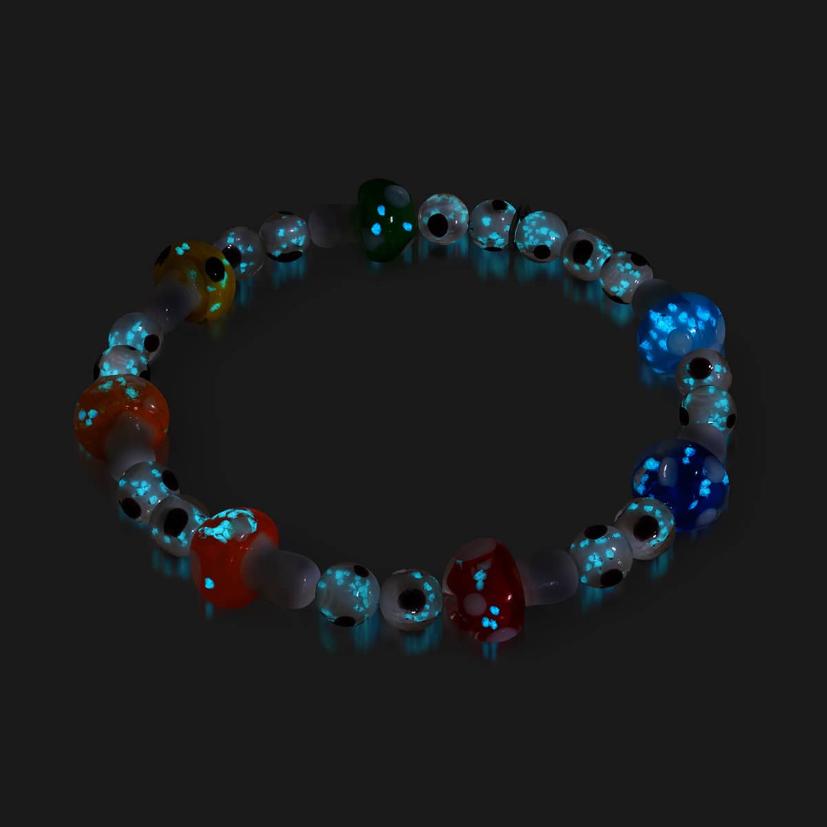 Regenbogen | 925 Sterling Silber | Deluxe Glühwürmchen-Glaspilz-Armband