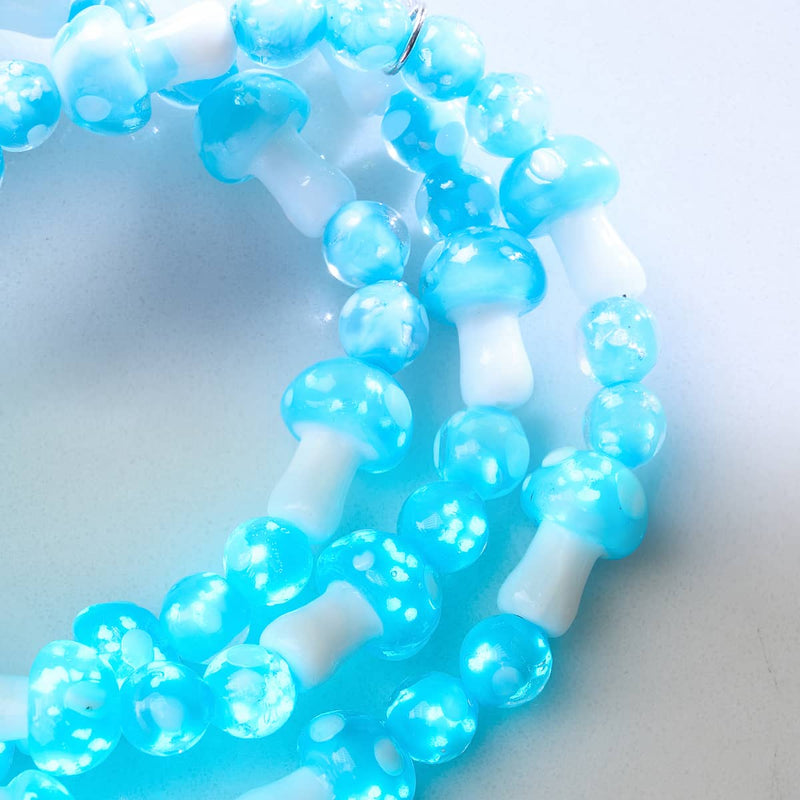 Himmelblau | 925er Sterlingsilber | Deluxe-Armband mit Glühwürmchen-Glaspilz