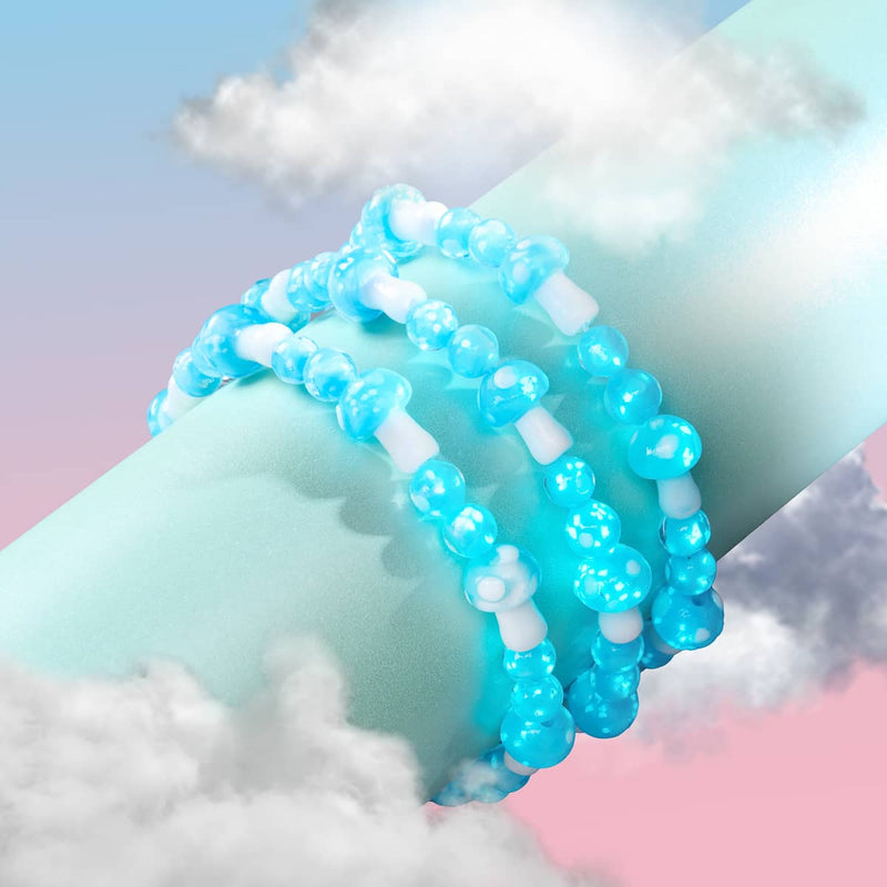 Himmelblau | 925er Sterlingsilber | Deluxe-Armband mit Glühwürmchen-Glaspilz