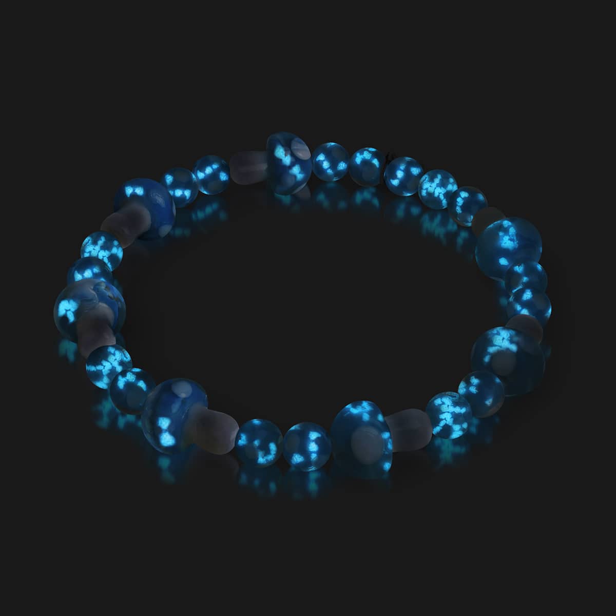 Himmelblau | 925er Sterlingsilber | Deluxe-Armband mit Glühwürmchen-Glaspilz