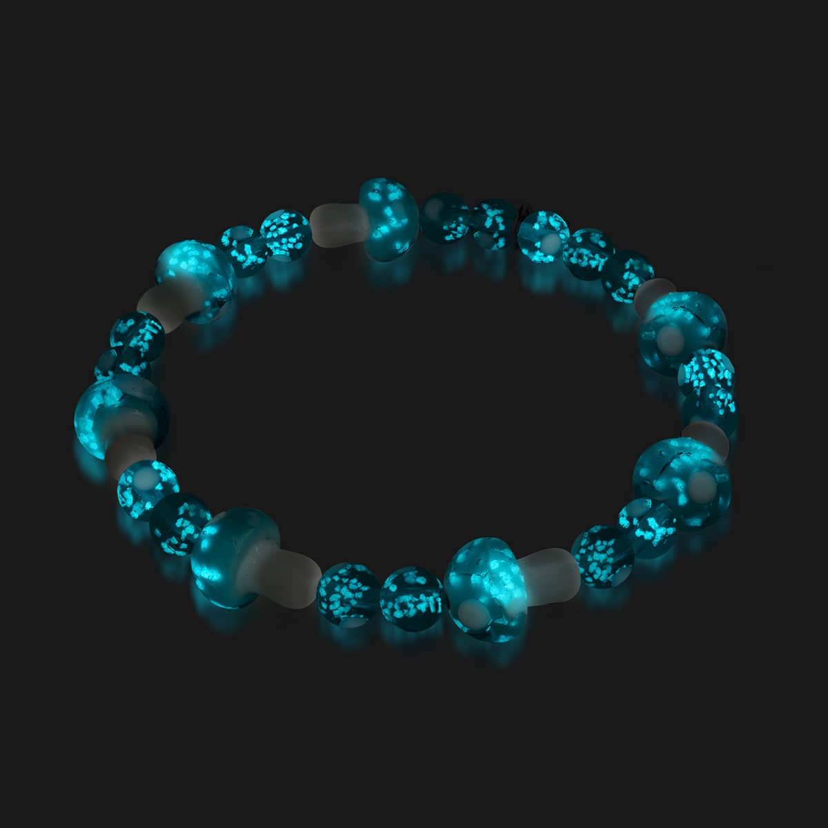 Blaugrün | 925er Sterlingsilber | Deluxe-Armband mit Glühwürmchen-Glaspilz