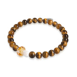 Tigerauge | 925er Sterlingsilber | Glühwürmchen-Glaspilz-Edelsteinarmband