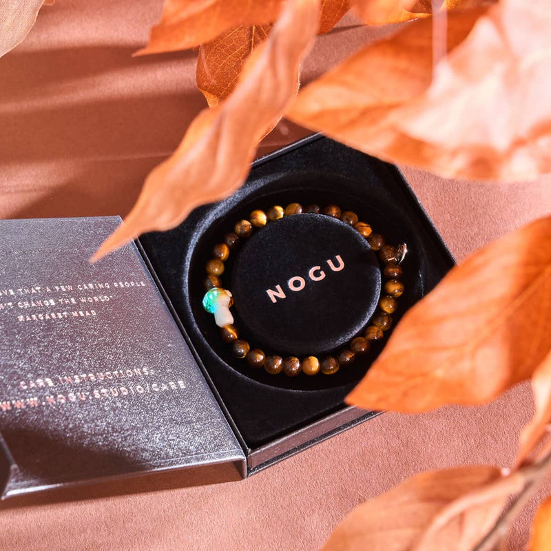 Tigerauge | 925er Sterlingsilber | Glühwürmchen-Glaspilz-Edelsteinarmband