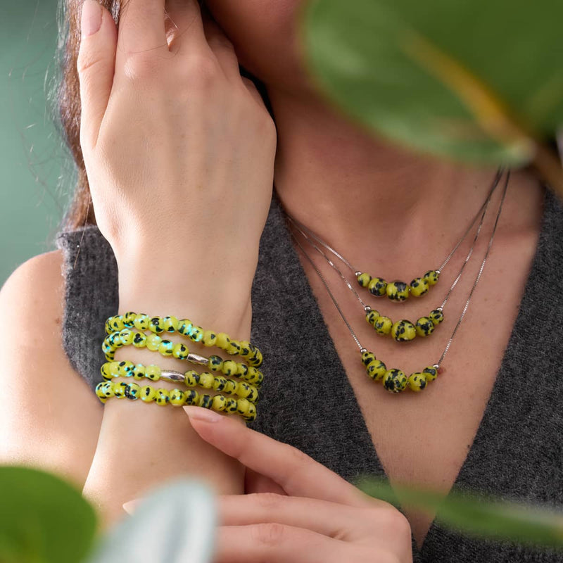 Blauer Limoncello | 925er Sterlingsilber | Glühwürmchen-Glas-Halskette mit Unendlichkeitsverschluss