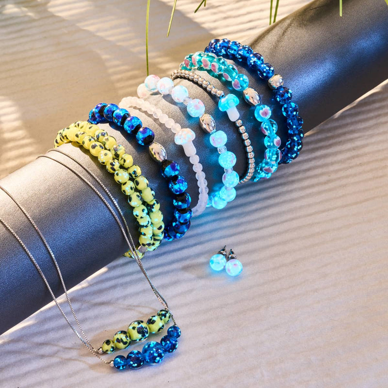 Blauer Limoncello | 925er Sterlingsilber | Glühwürmchen-Glas-Halskette mit Unendlichkeitsverschluss