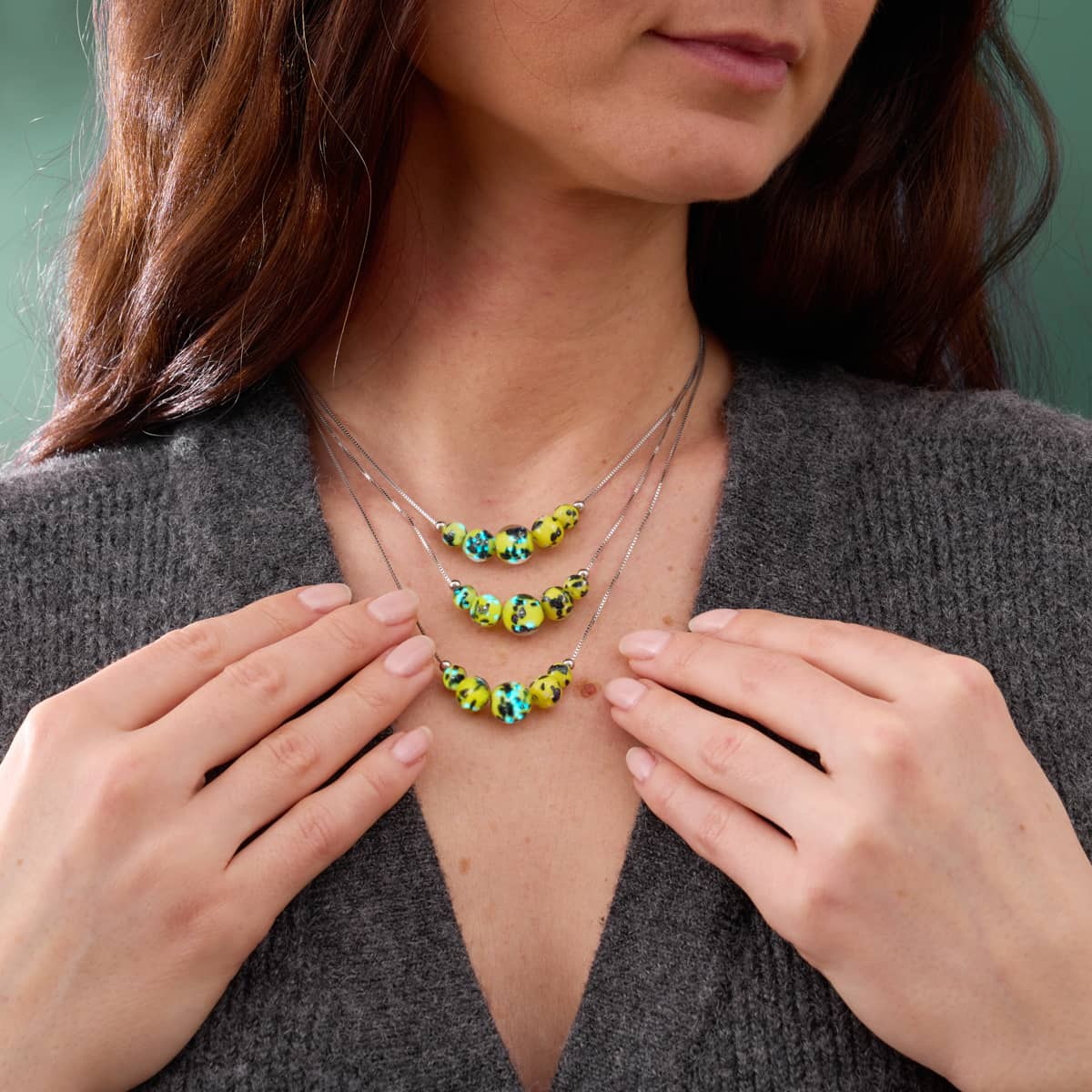 Blauer Limoncello | 925er Sterlingsilber | Glühwürmchen-Glas-Halskette mit Unendlichkeitsverschluss