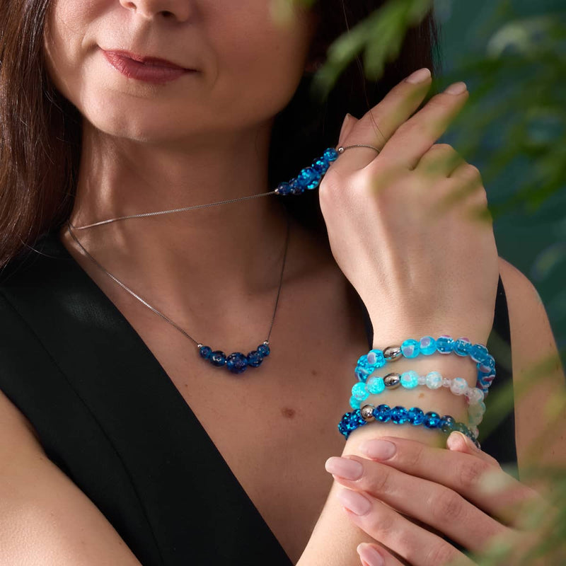 Topas-Flamme | 925er Sterlingsilber | Glühwürmchen-Glas-Halskette mit Unendlichkeitsverschluss