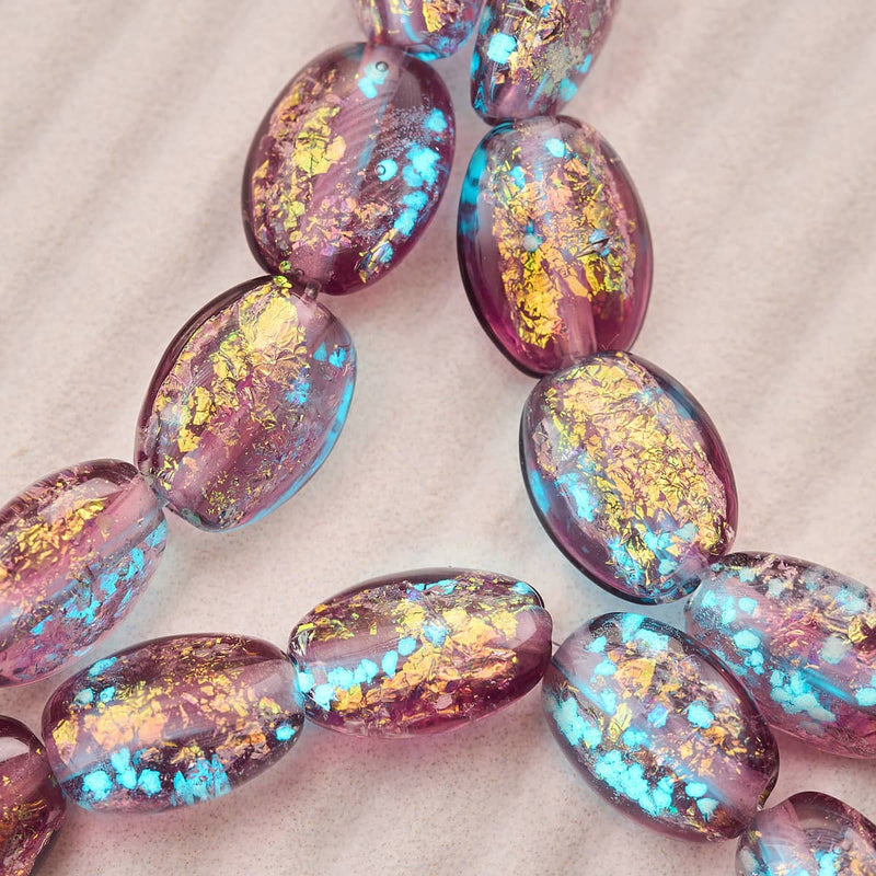 Amethyst Funke | 925 Sterling Silber | Feuerwerk Glas Kiesel Armband