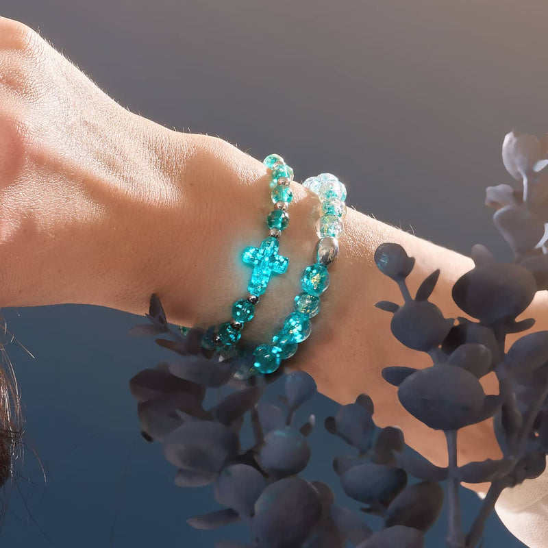 Aurora Spark | 925 Sterling Silber | Feuerwerk Glas Armband