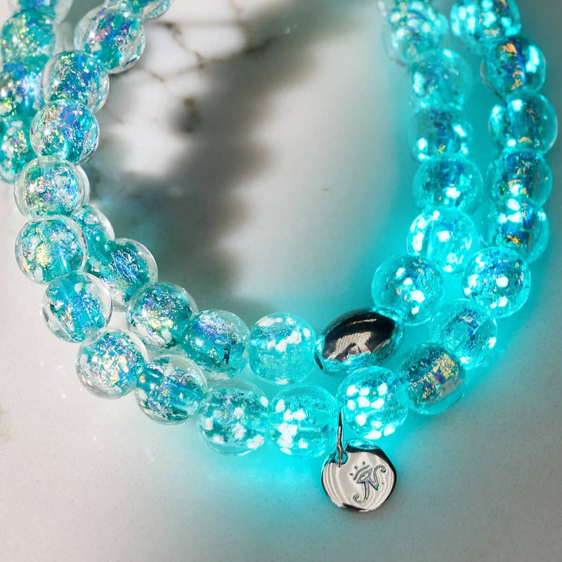 Aurora Spark | 925 Sterling Silber | Feuerwerk Glas Armband