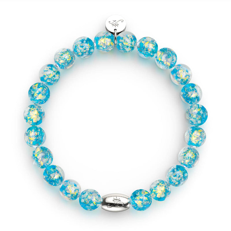 Azurblaues Flare | 925 Sterling Silber | Feuerwerk Glas Armband