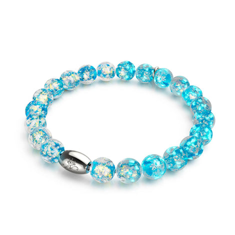 Azurblaues Flare | 925 Sterling Silber | Feuerwerk Glas Armband