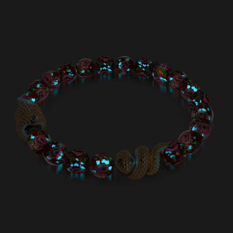 Goldene Schlange | Feuerwerk Glas Rose Armband