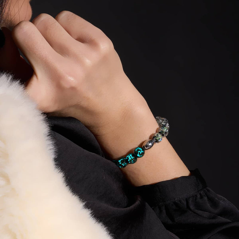 Neonschwarz | 925er Sterlingsilber | Feuerwerk-Glasarmband