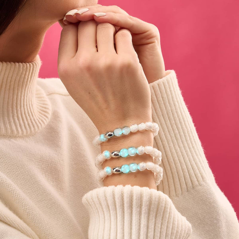 Regenbogenweiß | 925 Sterling Silber | Feuerwerk Glasarmband