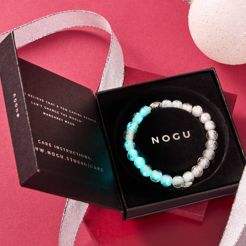 Regenbogenweiß | 925 Sterling Silber | Feuerwerk Glasarmband