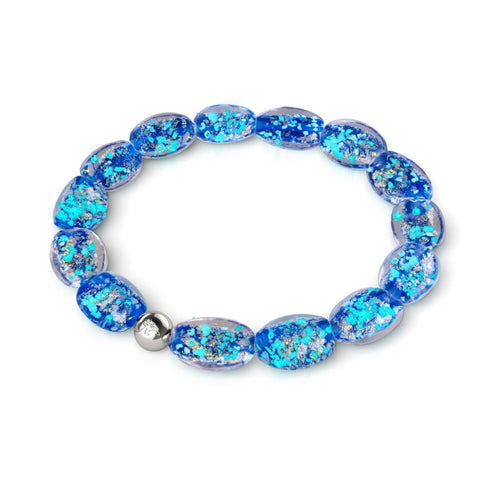 Sapphire Blaze | .925 Sterling Silver | Firework Glass Pebble Bracelet