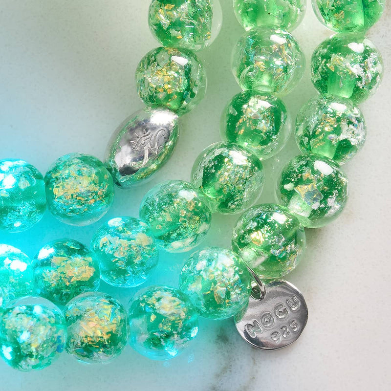 Grüner Ausbruch | 925 Sterling Silber | Feuerwerk Glasarmband