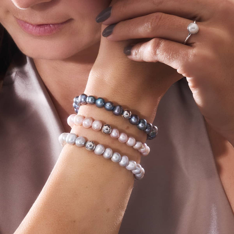 Zartrosa | 925er Sterlingsilber | Süßwasserperlenarmband