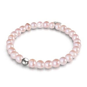 Zartrosa | 925er Sterlingsilber | Süßwasserperlenarmband