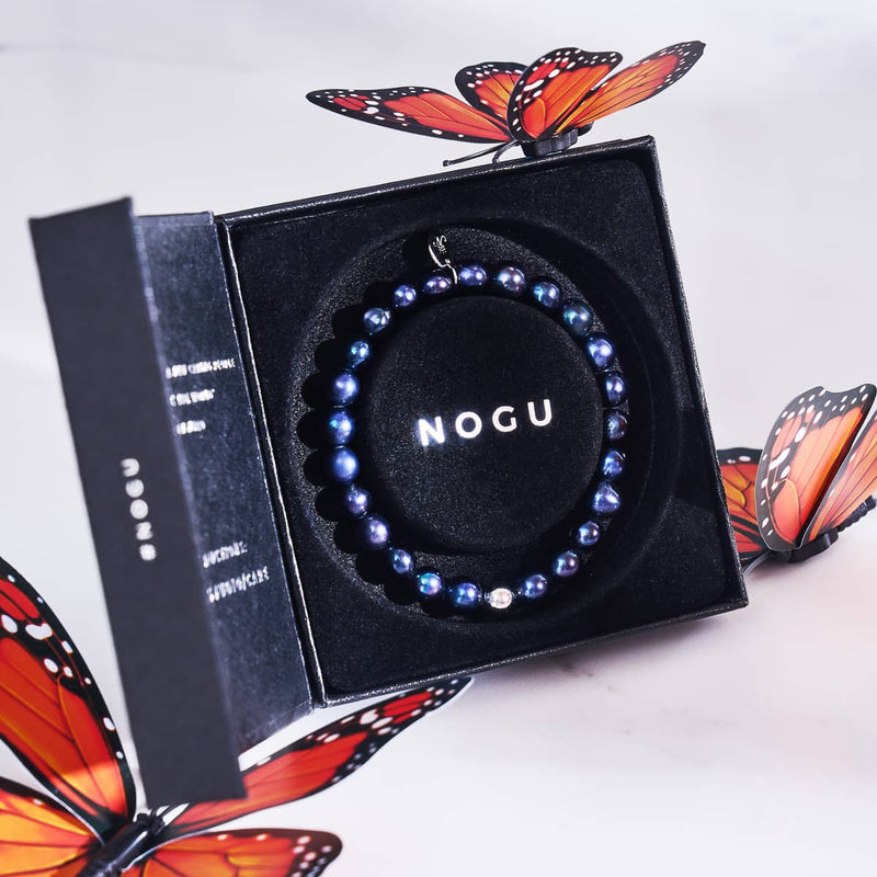 Mitternachtsblau | 925er Sterlingsilber | Süßwasserperlenarmband