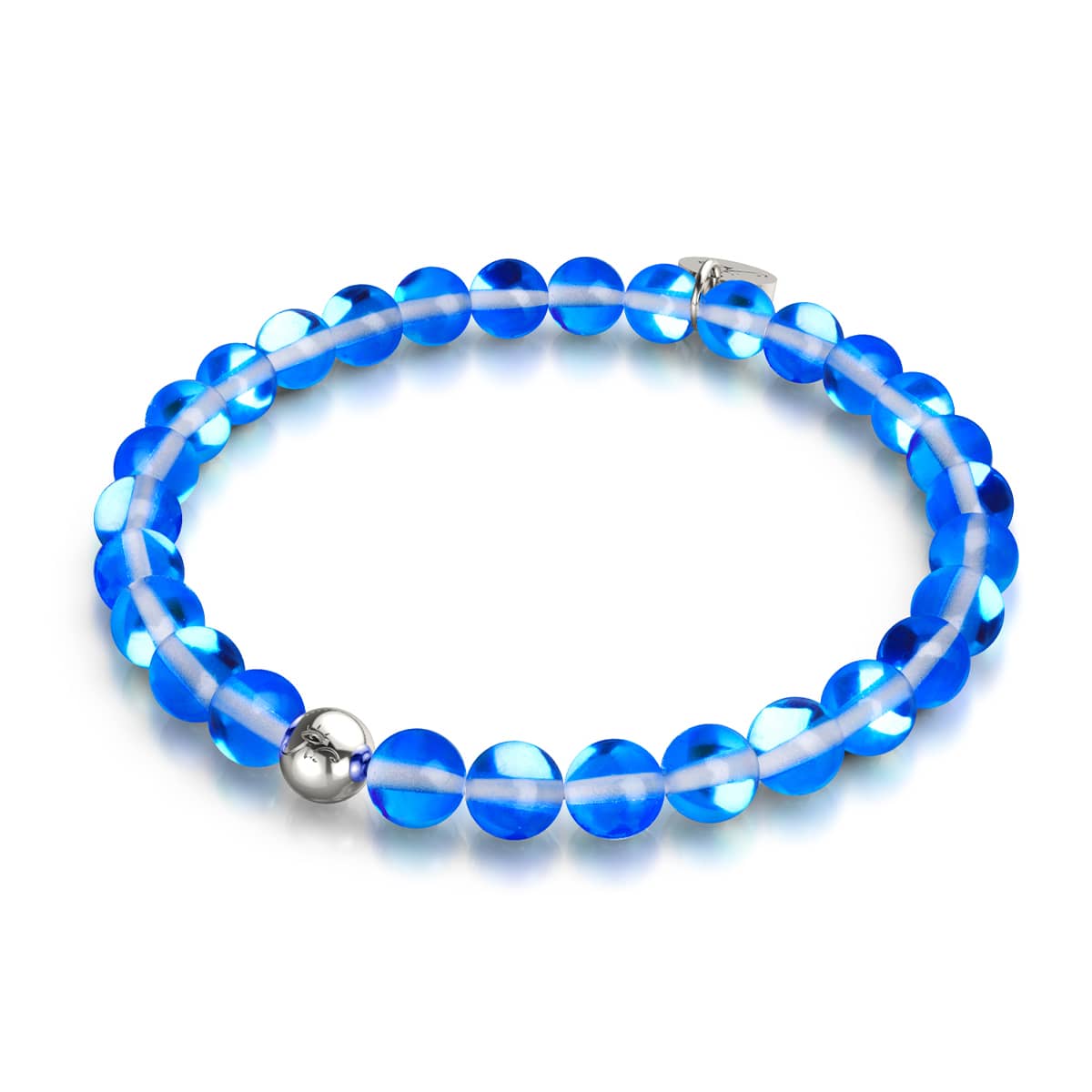 Blaues Andromeda | Silber | Galaxie-Glasperlenarmband