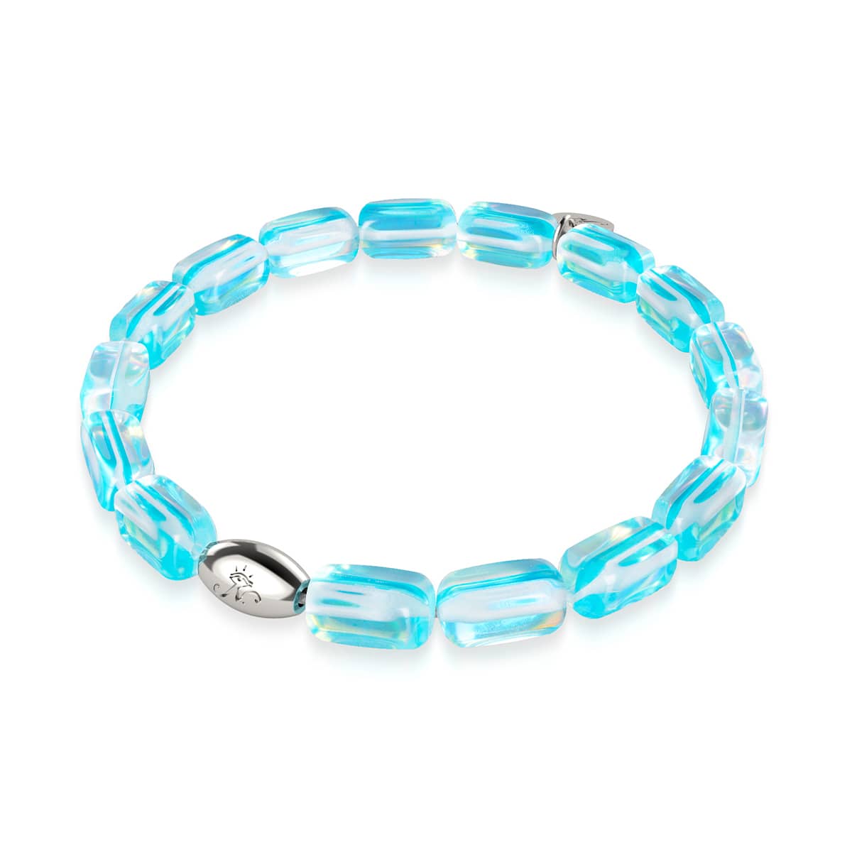 Blauer Nebel | 925 Sterling Silber | Galaxie Glaskiesel Armband