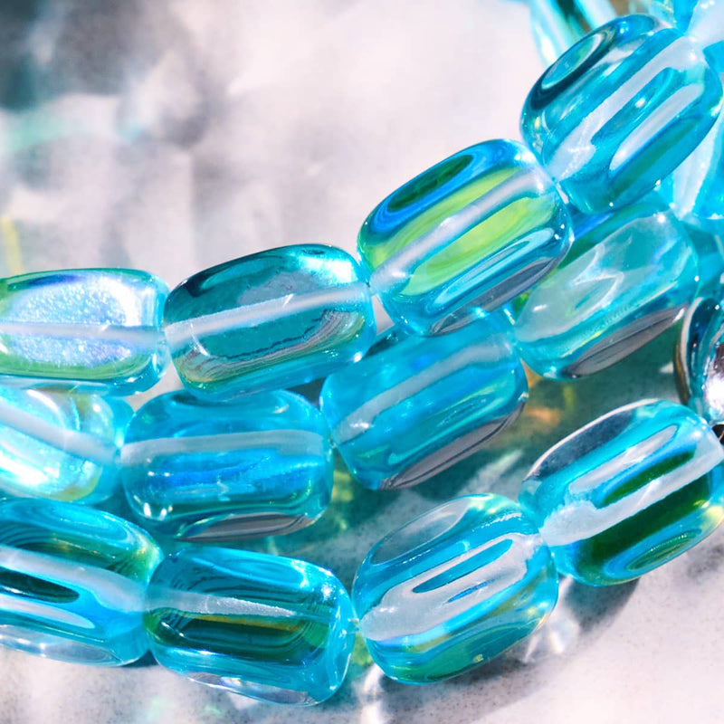 Blauer Nebel | 925 Sterling Silber | Galaxie Glaskiesel Armband