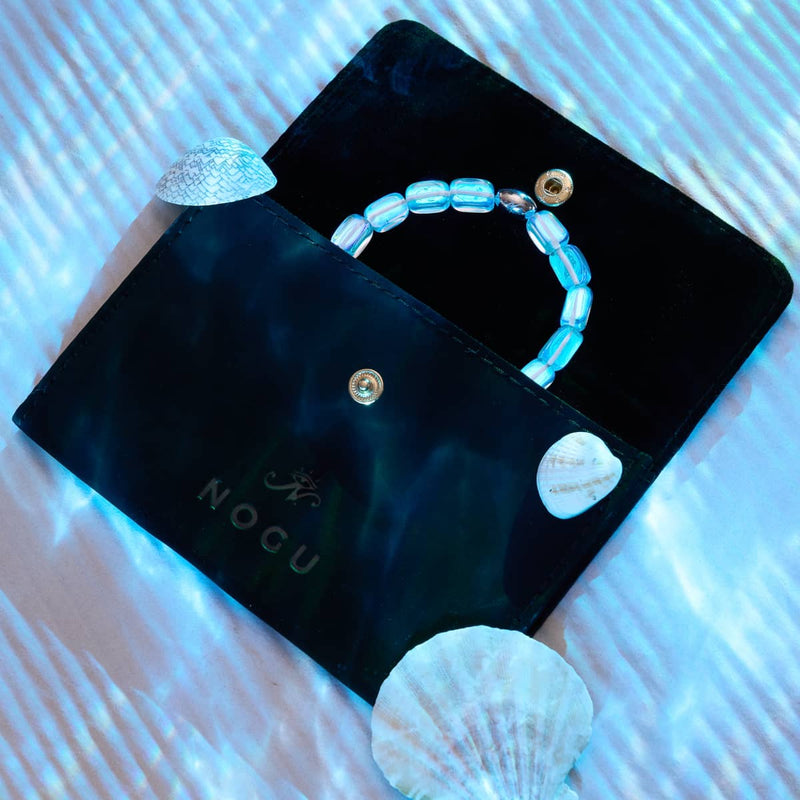 Blauer Nebel | 925 Sterling Silber | Galaxie Glaskiesel Armband