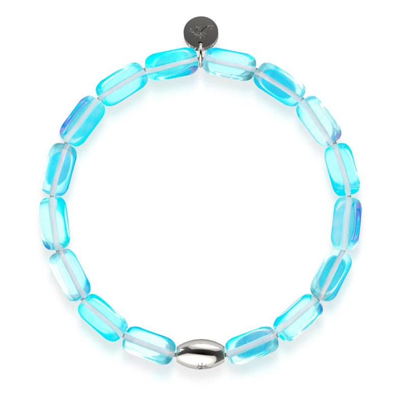 Blauer Nebel | 925 Sterling Silber | Galaxie Glaskiesel Armband