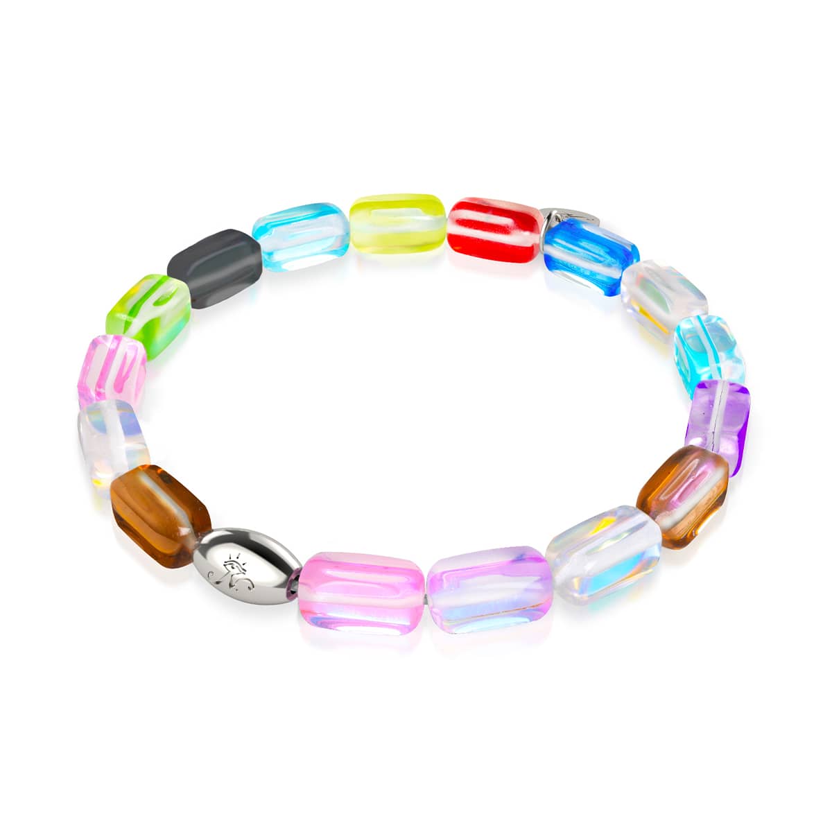 Kosmische Kaskade | 925 Sterling Silber | Galaxie Glaskiesel Armband