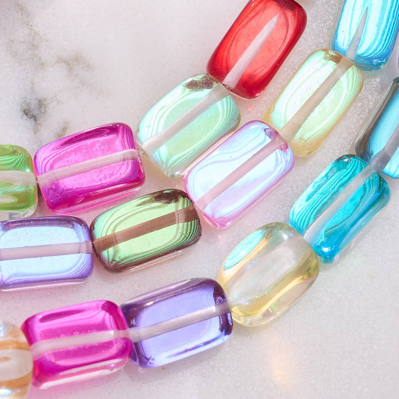 Kosmische Kaskade | 925 Sterling Silber | Galaxie Glaskiesel Armband