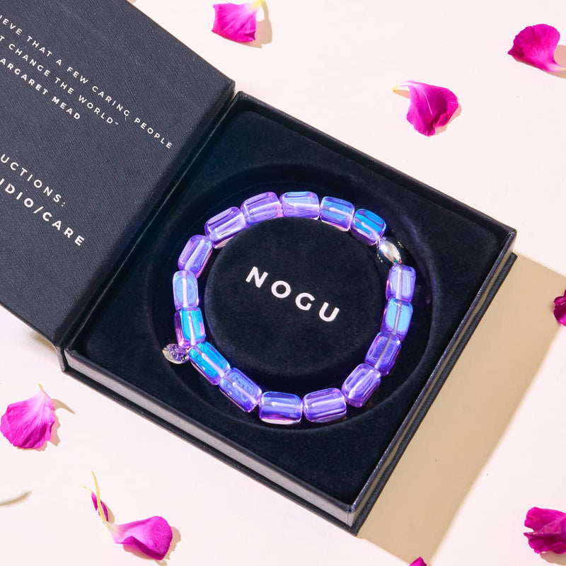 Kosmisches Lila | 925 Sterling Silber | Galaxie Glaskiesel Armband