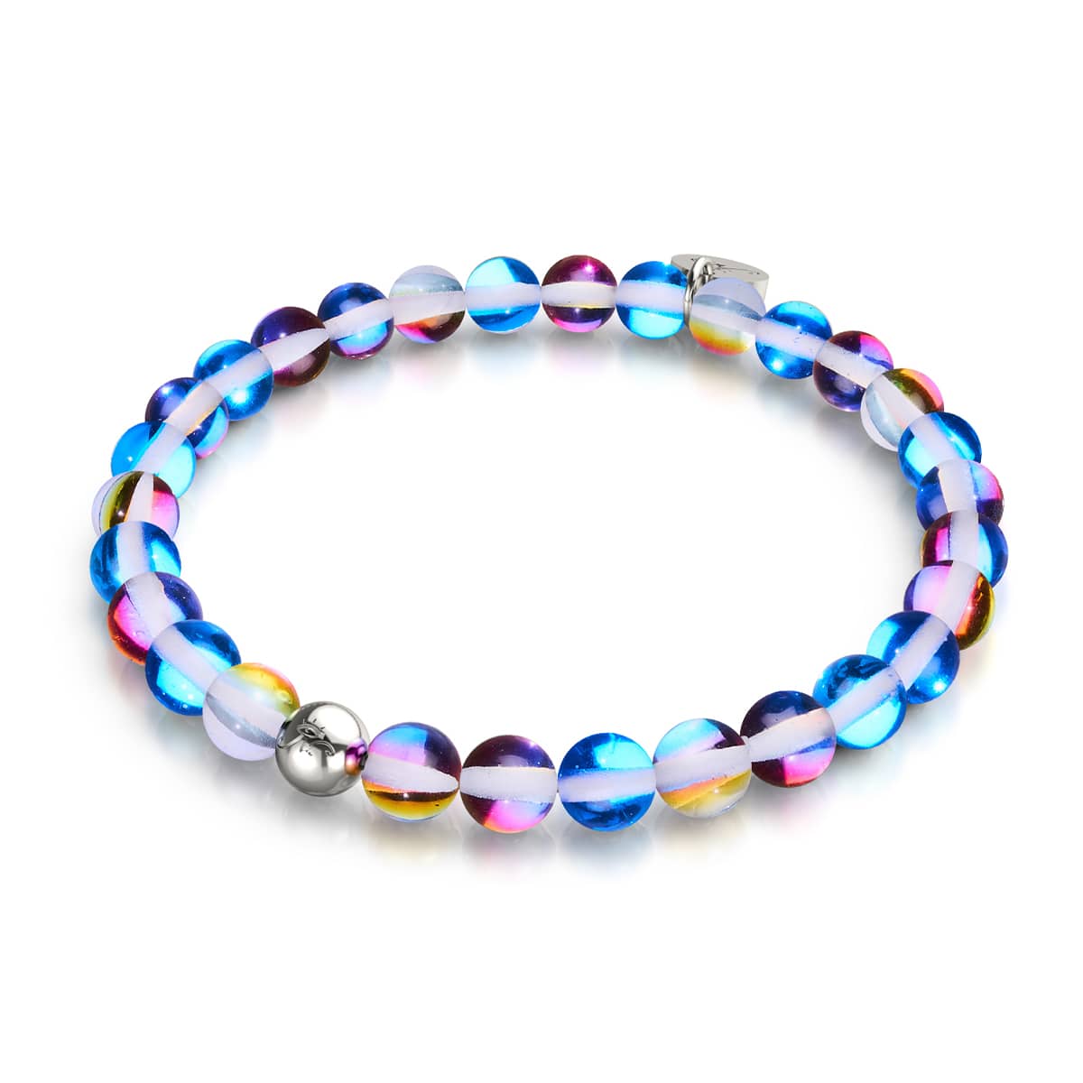 Indigo Borealis | Silber | Galaxie Glasperlenarmband