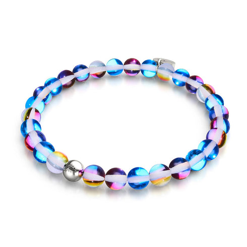 Indigo Borealis | Silber | Galaxie Glasperlenarmband