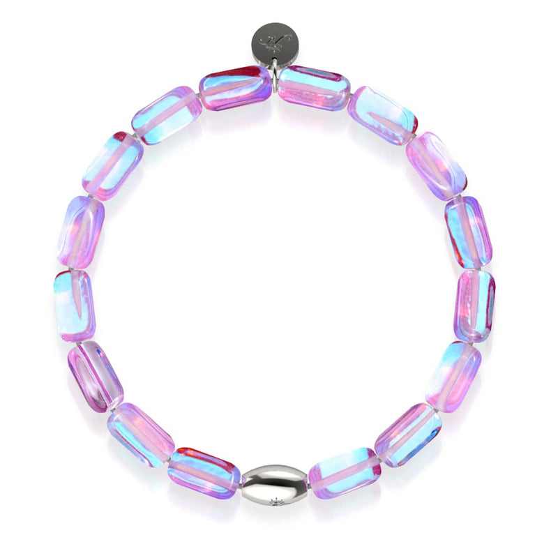 Lila Mondaufgang | 925 Sterling Silber | Galaxie Glaskiesel Armband