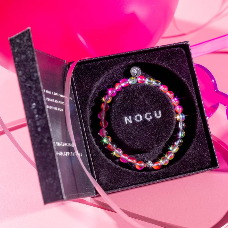 Rosa Kosmos | Silber | Galaxie Glasperlenarmband