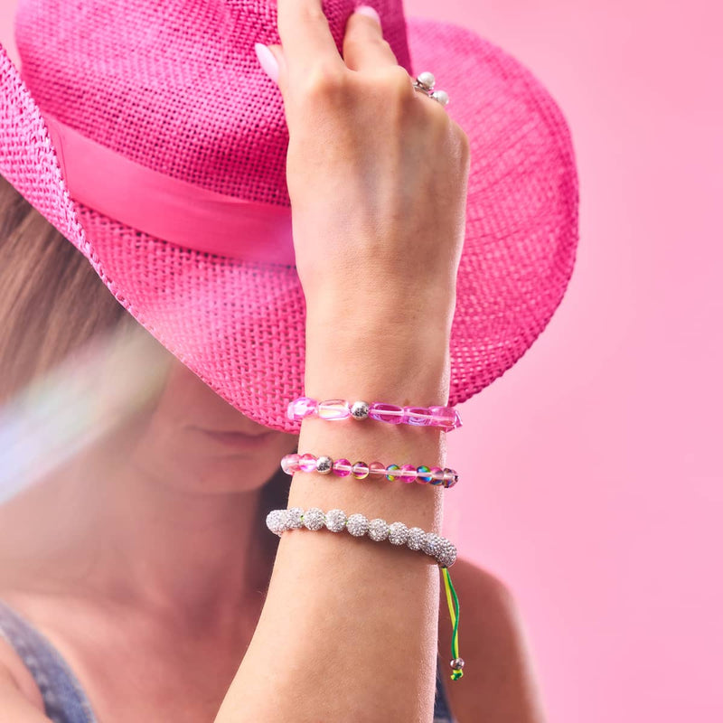 Rosa Kosmos | Silber | Galaxie Glasperlenarmband