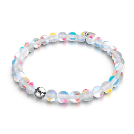 Regenbogen-Supernova | 925er Sterlingsilber | Galaxie-Glasperlenarmband
