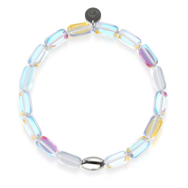 Regenbogen-Supernova | 925er Sterlingsilber | Galaxie-Glaskieselarmband