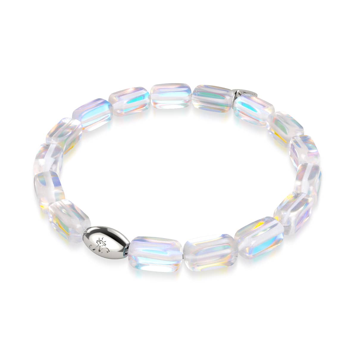 Regenbogen-Supernova | 925er Sterlingsilber | Galaxie-Glaskieselarmband