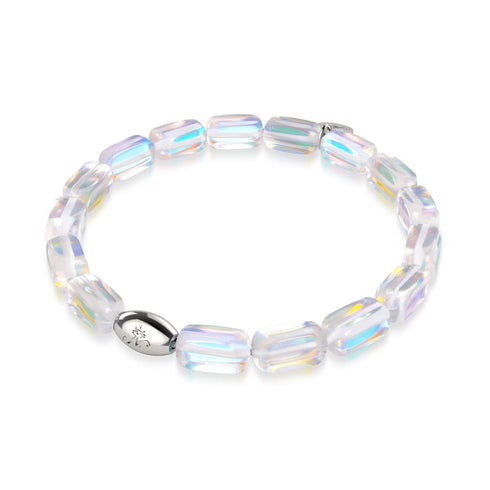 Regenbogen-Supernova | 925er Sterlingsilber | Galaxie-Glaskieselarmband