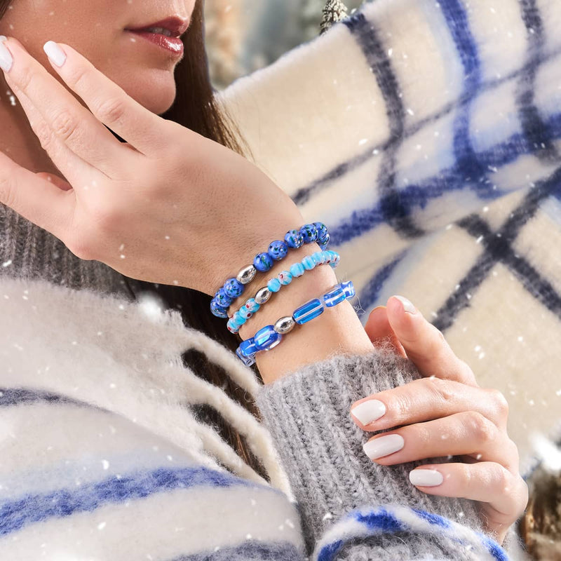 Saphir-Supernova | 925er Sterlingsilber | Galaxie-Glaskieselarmband