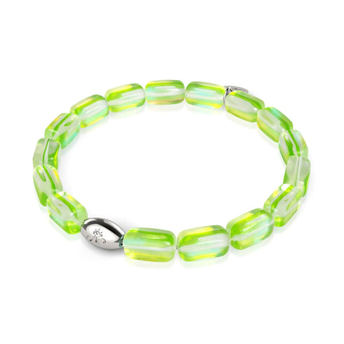 Grüner Mond | 925 Sterling Silber | Galaxie Glaskiesel-Armband