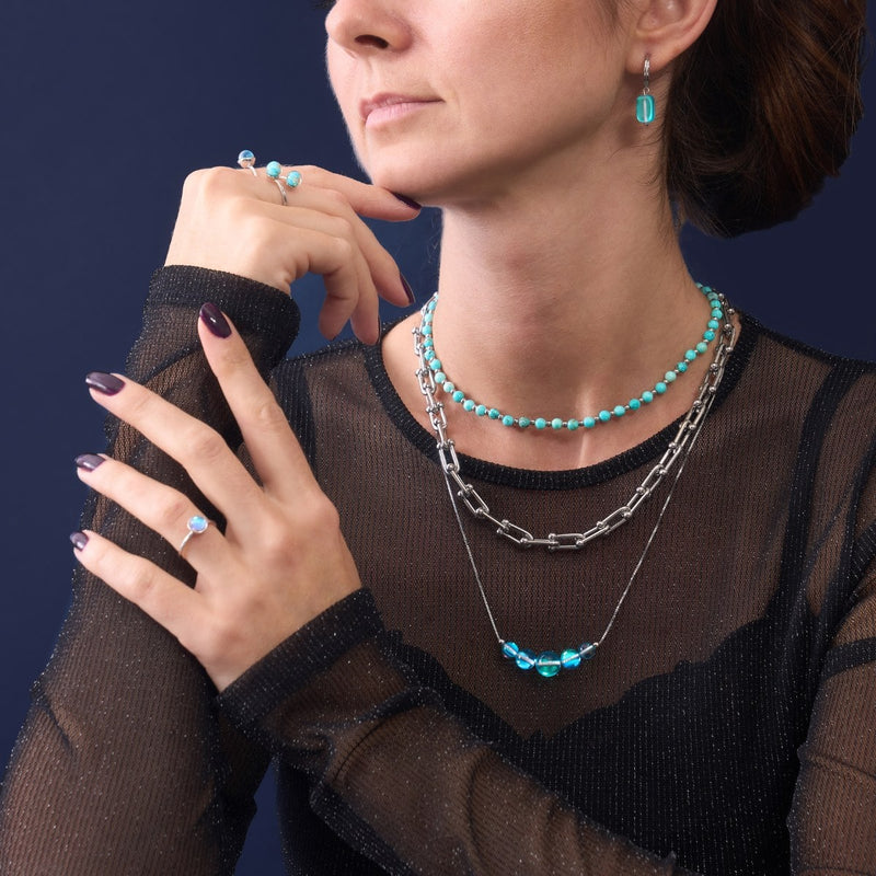 Blauer Nebel | 925 Sterling Silber | Galaxie Glas Unendlichkeitsverschluss Halskette