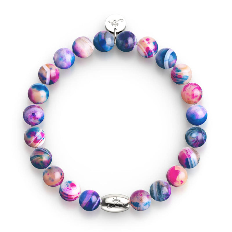 Magenta Sternenlicht | 925 Sterling Silber | Galaxy Tigerauge Armband