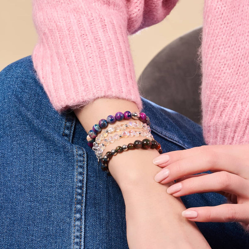 Magenta Sternenlicht | 925 Sterling Silber | Galaxy Tigerauge Armband