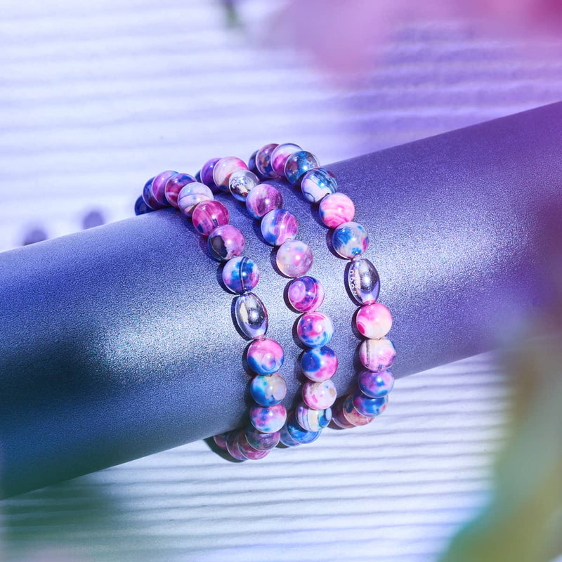 Magenta Sternenlicht | 925 Sterling Silber | Galaxy Tigerauge Armband